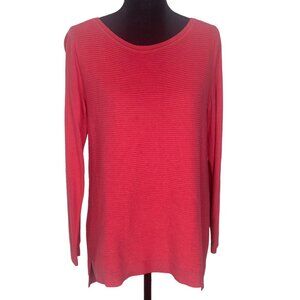 TALBOTS Women Pullover Textured Long Sleeve Crew Neck Sweater Sz M Pink 53-21